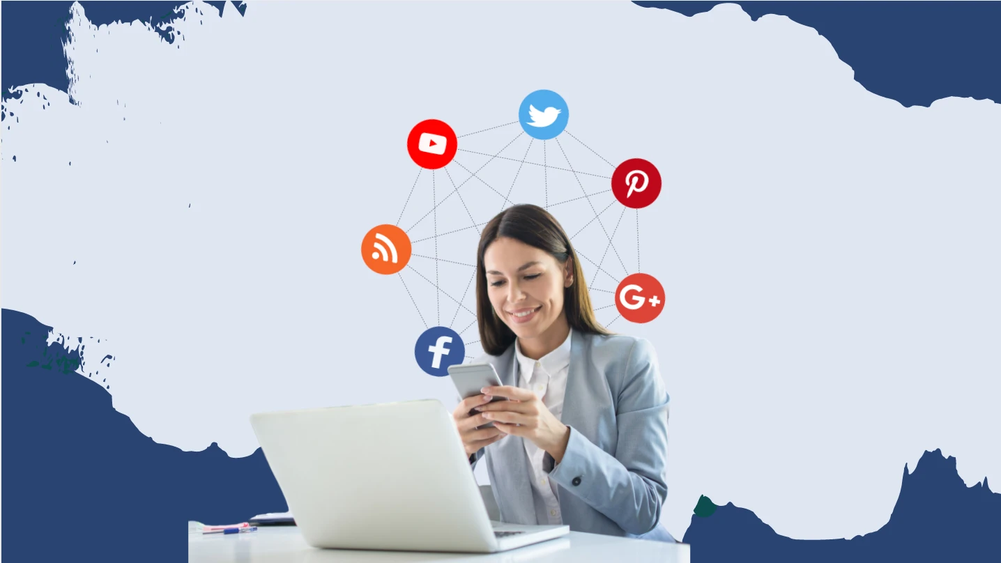 woman on social media