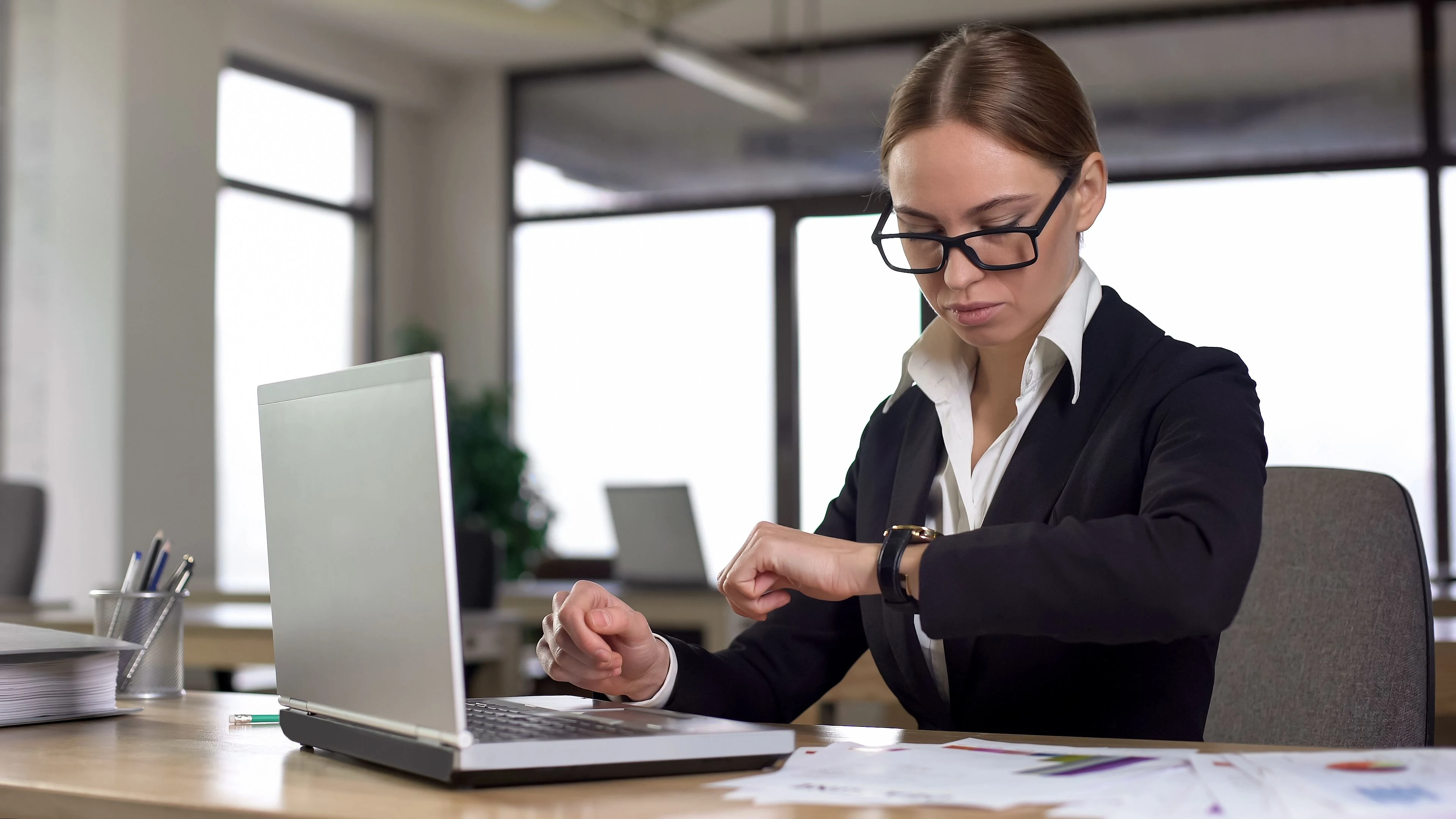 woman checking her watch