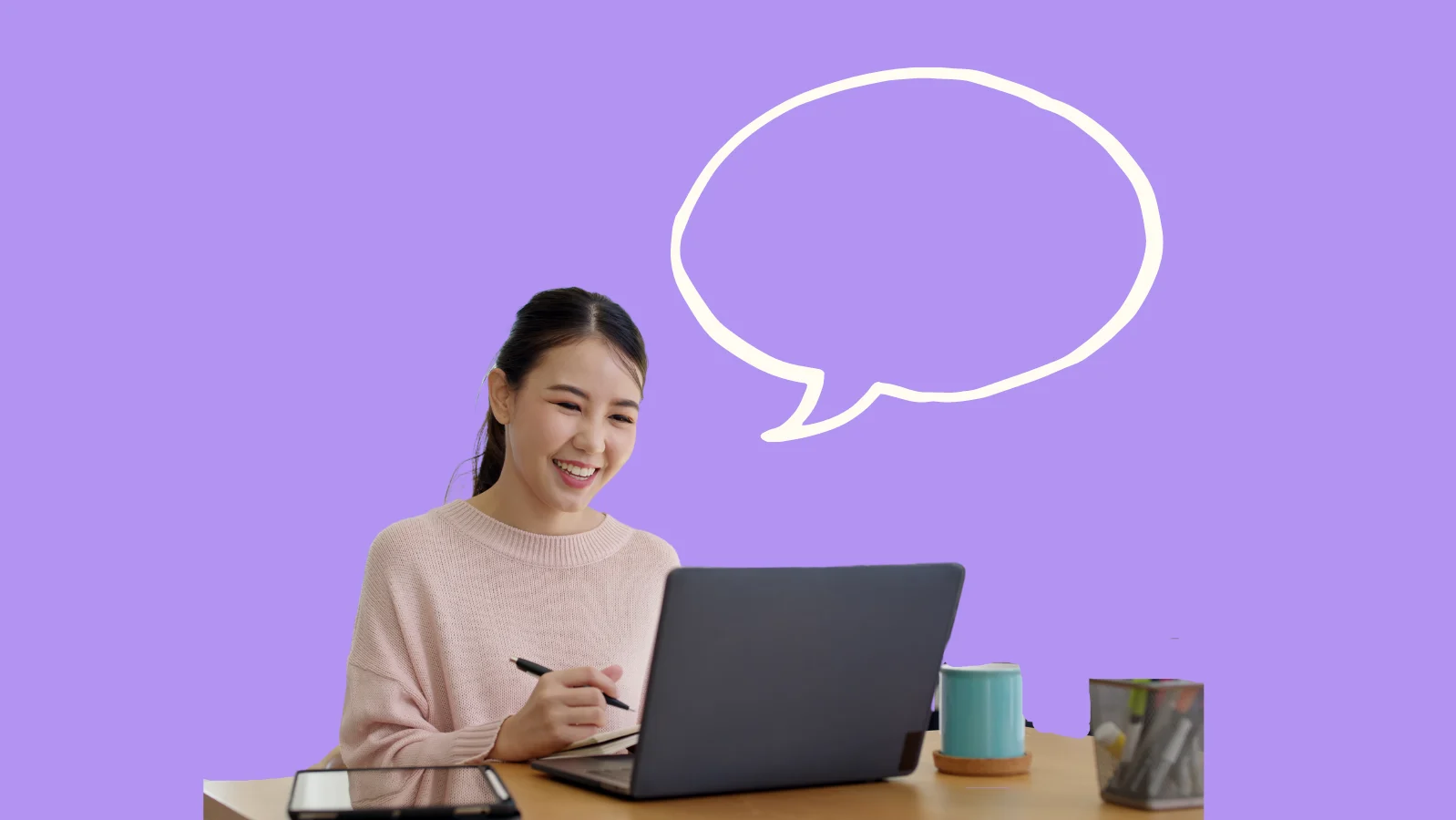 woman talking at work