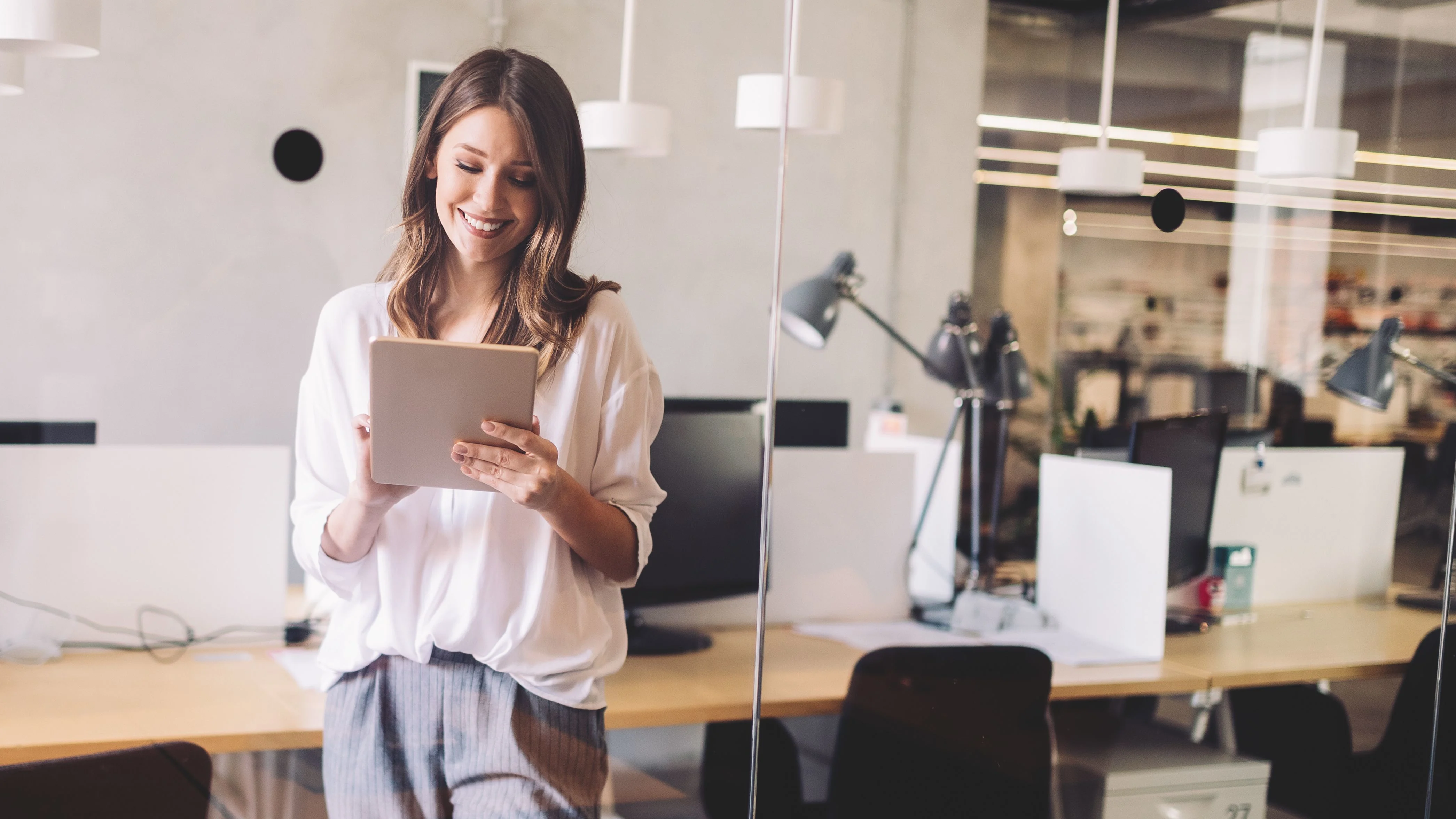 woman using tablet