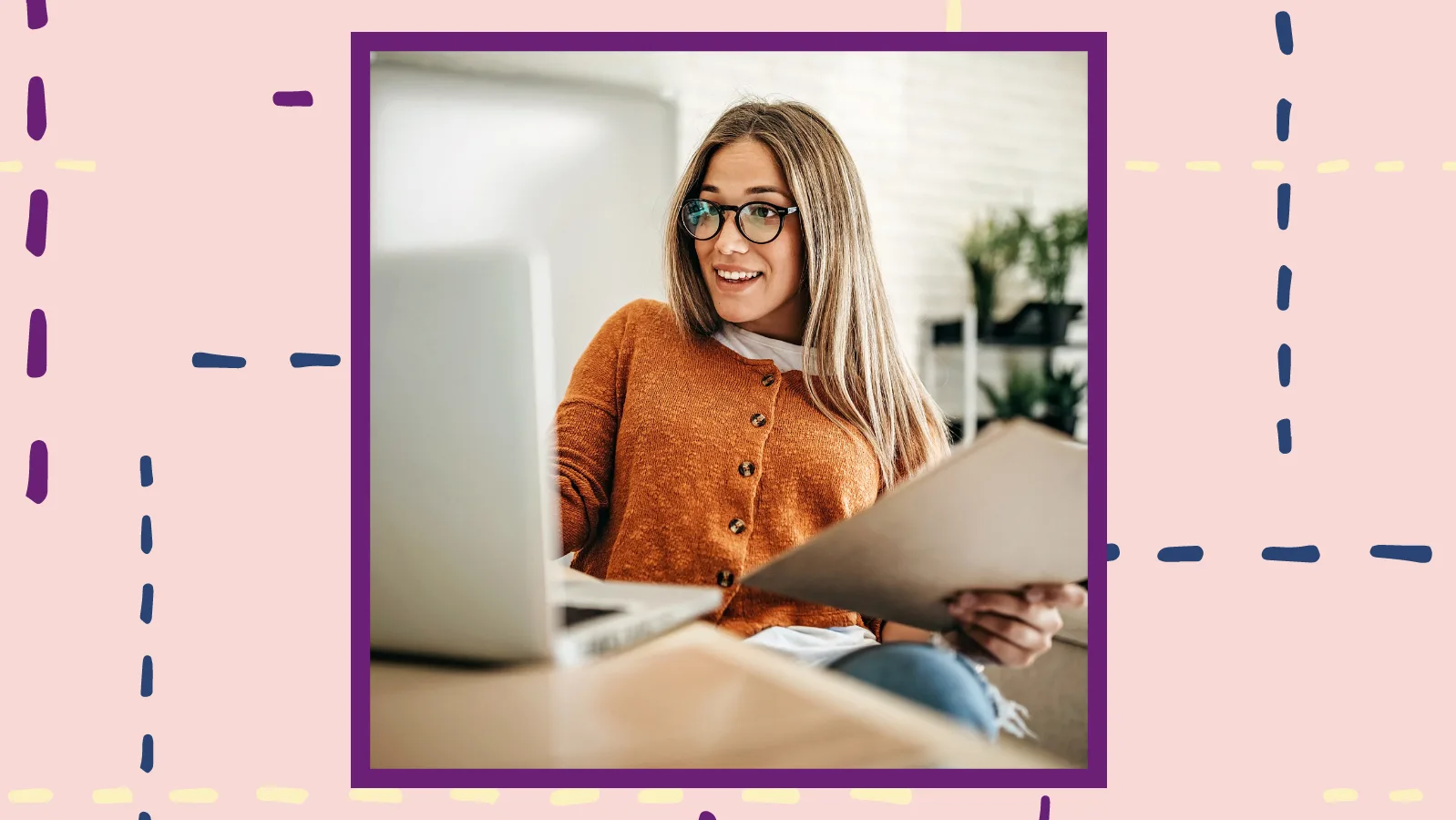 Woman in front of a computer.