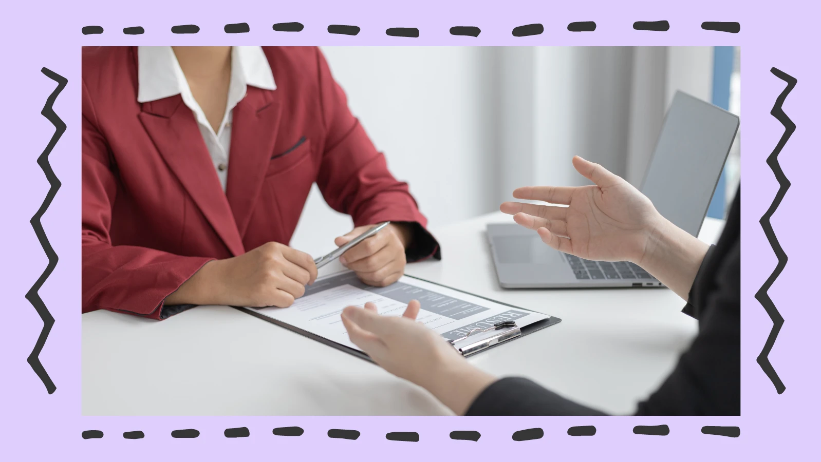Two people in an interview setting.