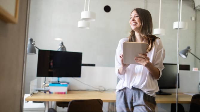 Woman smiling in office
