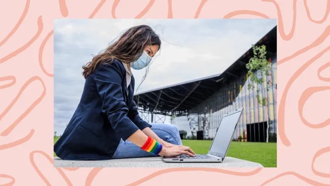 a woman on a laptop
