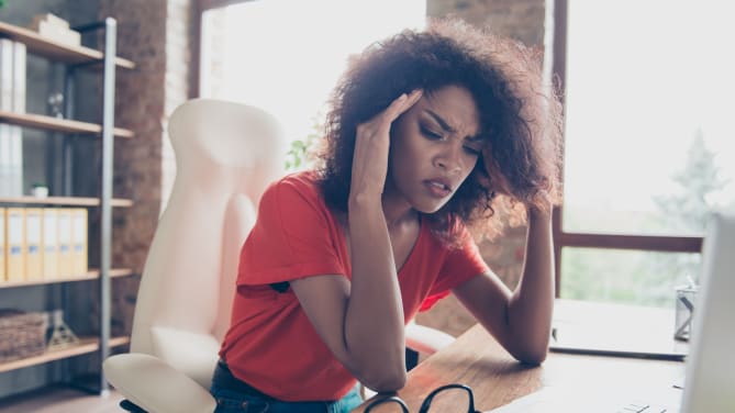 woman with invisible illness at work