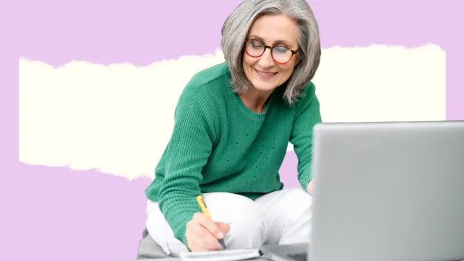 woman taking notes