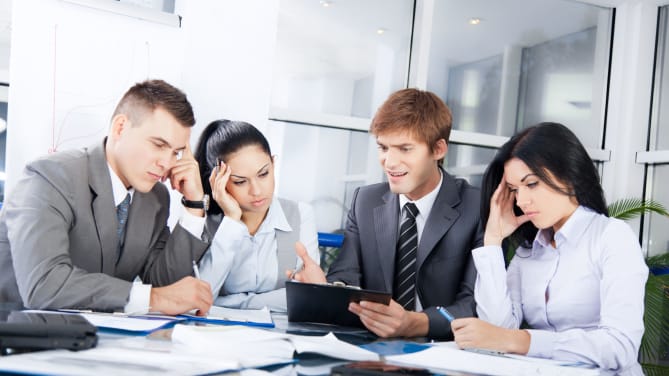 colleagues in an angry dispute