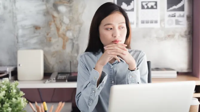 woman lonely computer