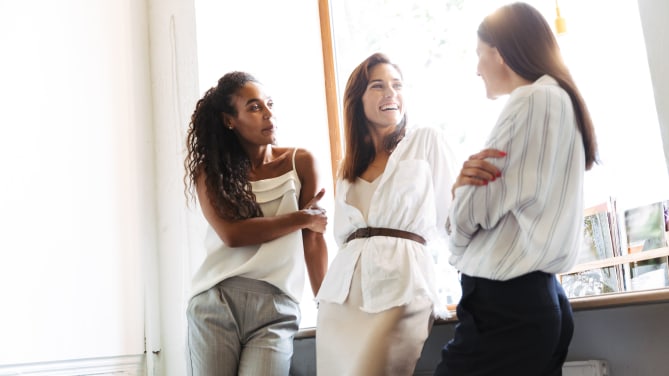 Women talking at work