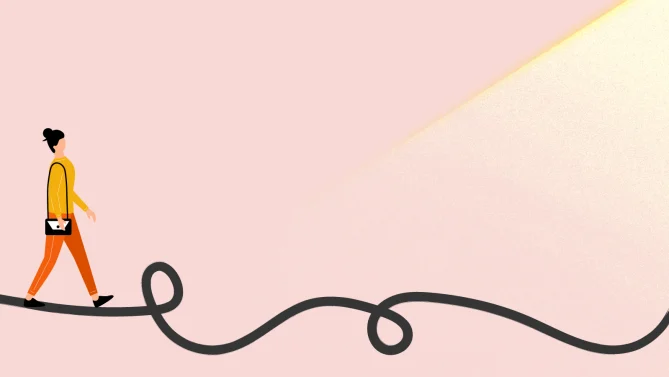 woman walking toward success