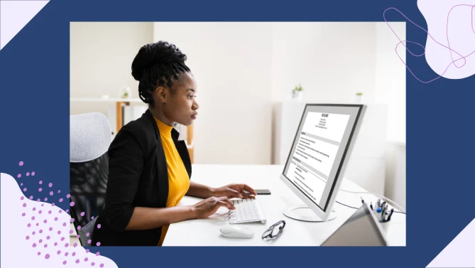 woman updating her resume