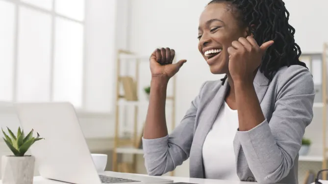 Woman working on laptop