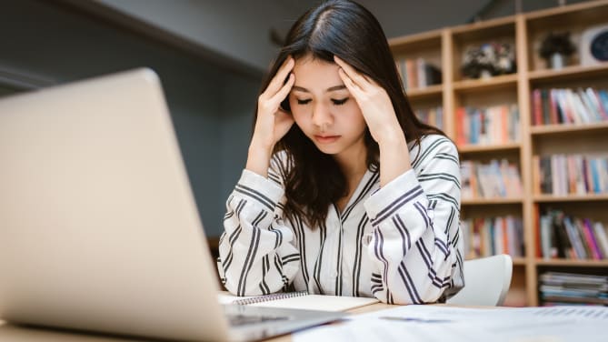 Tired woman at work 