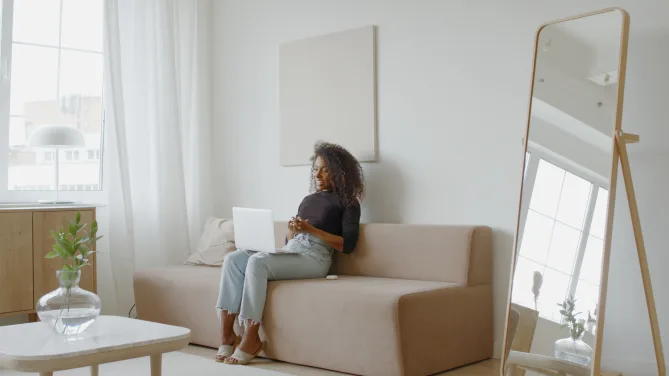Woman on video call