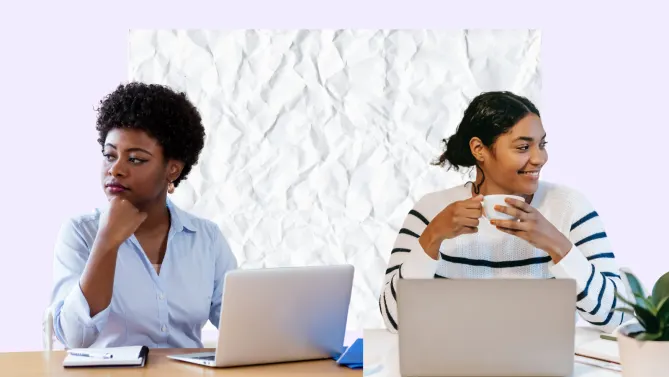 two women working independently