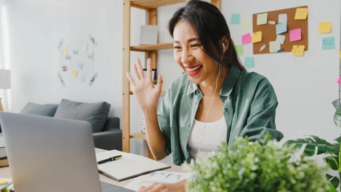 woman interviewing virtually
