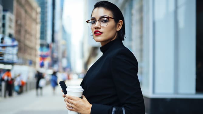 Woman walking to work