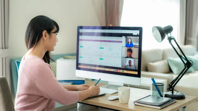 woman on virtual work call