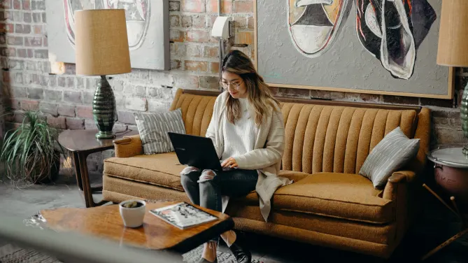 woman working on laptop