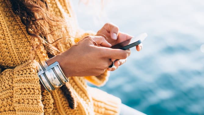 Woman holding phone
