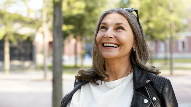 Smiling woman outside