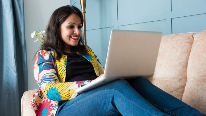 woman smiling at work