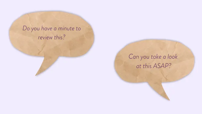 speech bubbles of work messages