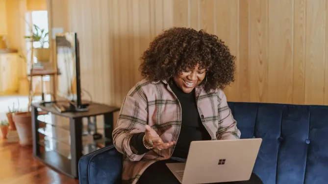 woman in a virtual meeting