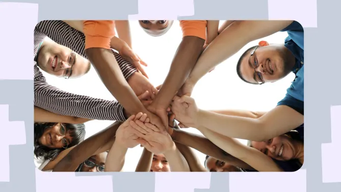 a group of people smiling