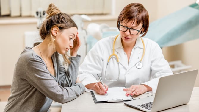 Woman at doctor's office