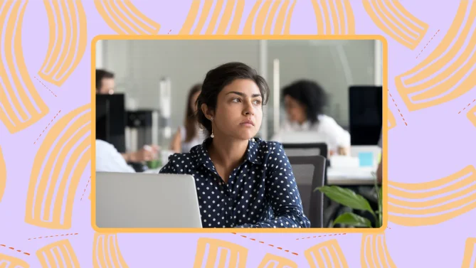 woman at work thinking
