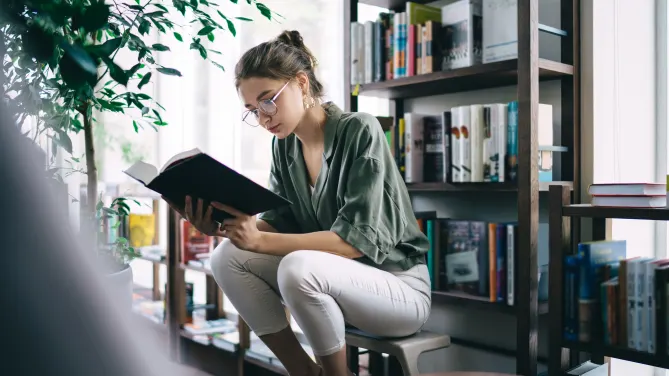 woman reading a book