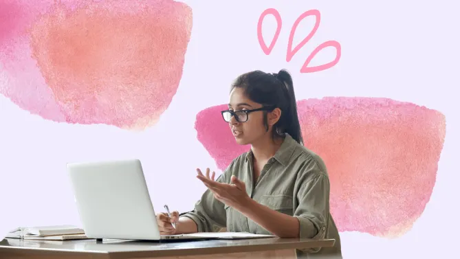 Woman speaking on virtual meeting