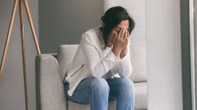 Sad woman at home