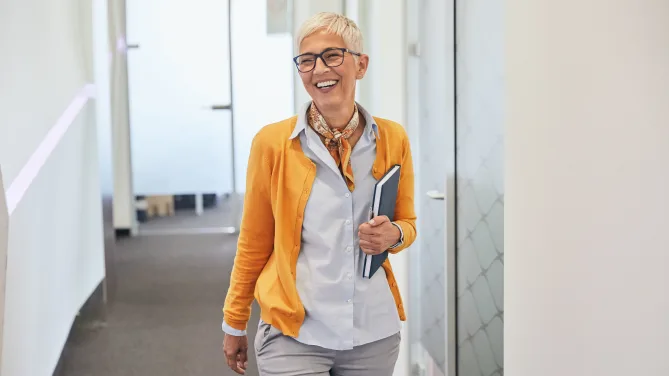 Happy woman walking