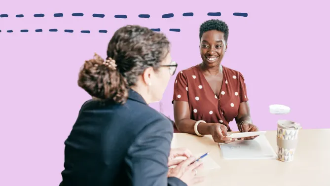 two women in a conversation