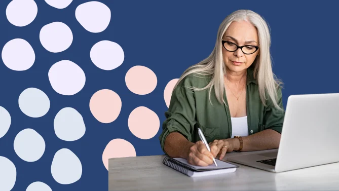 woman writing laptop