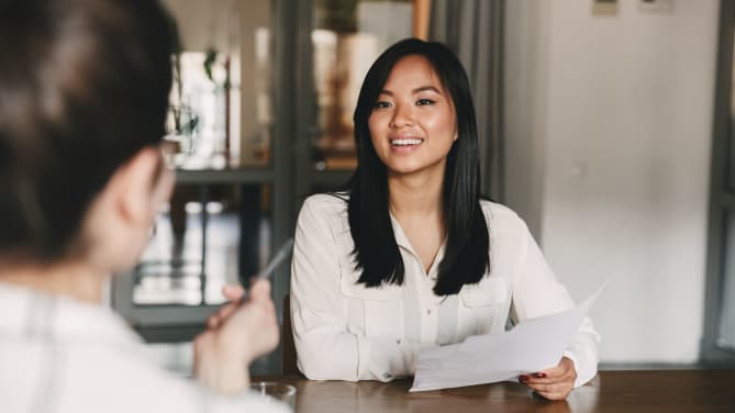 woman on an interview