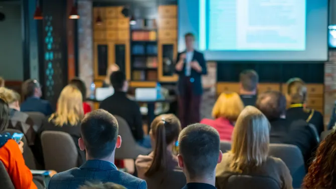 people attending a conference