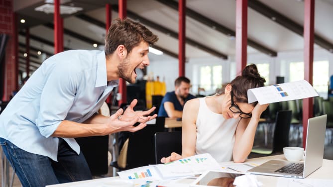 boss yelling at employee