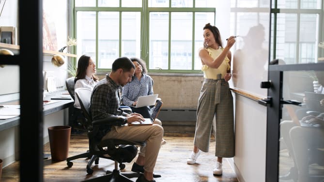 Young coworkers in an office