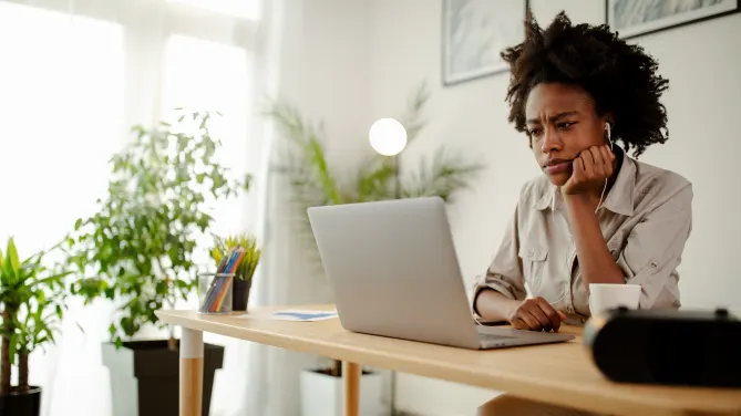 Woman listening to video call