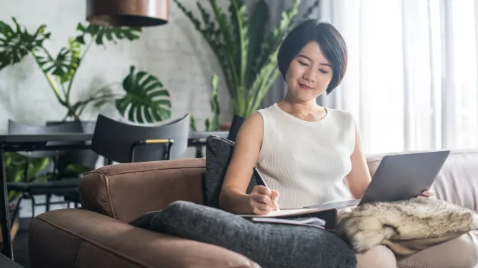 Happy woman at home
