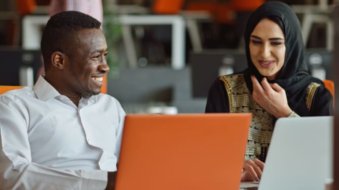 Man and woman at work