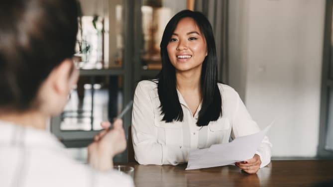 Woman in interview