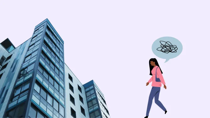 woman walking to work