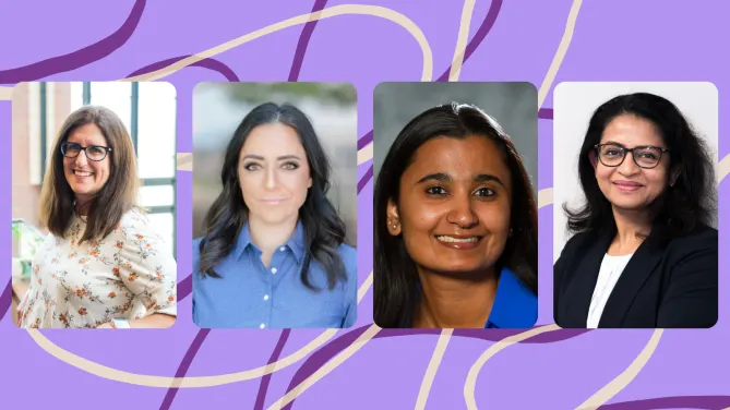 Photos of Kristin Arnold, Melisa Boddie, Tanya Mukerjee, and Rani Nair.