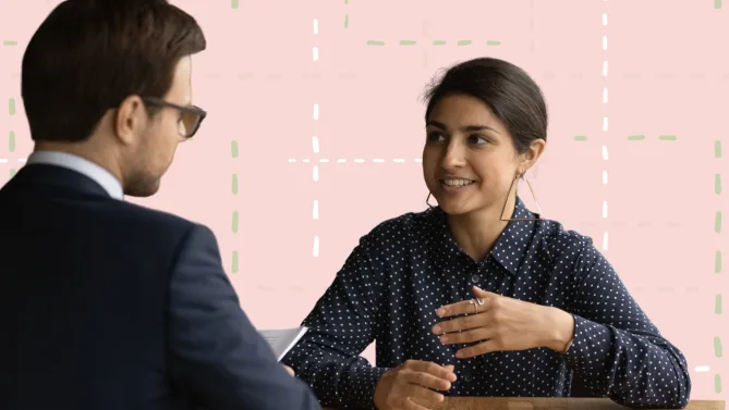 woman asking question in job interview