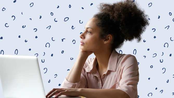 woman thinking at work