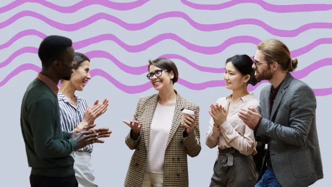 a group of people talking